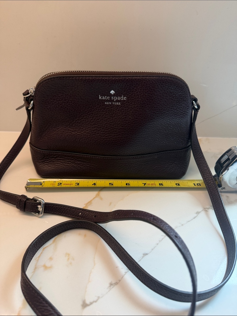 Kate Spade Southport Avenue Hanna Crossbody Burgundy Pebbled Leather